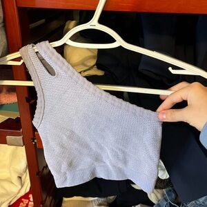 Chic One-Shoulder Knit Top in Light Purple